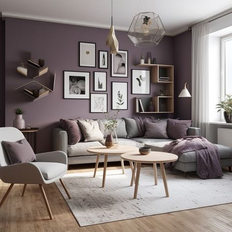 Living Room Ideas Purple And Grey, Living Room Color Combination, Upstairs Hallway Ideas, Purple Living Room, Room Color Combination, Scandinavian Living Room, Purple Bedrooms, Living Room Decor Gray, Upstairs Hallway