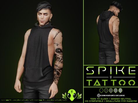 Sims 4 Neck Tattoo, Spike Tattoo, Unbreakable Tattoo, Free Spirit Tattoo, Justice Tattoo, Punk Tattoo, Ripped Top, Sims 4 Piercings, Sims 4 Tattoos