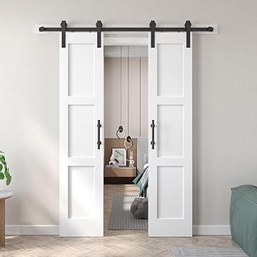 Amazon.com Shopping Cart Master Bath Barn Door, Interior Farmhouse Doors, Barn Door Bathroom, Entry Room, White Barn Door, Wood Barn Door, Interior Sliding Barn Doors, Office Remodel, Bedroom Dressing