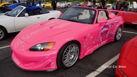 2001 Honda S2000 2 Fast 2 Furious (2003) at the Petersen Automotive Museum Japanese Car Cruise-In 2015: http://www.specialcarstore.com/content/made-rite-japan Sukis 2001 Honda S2000, 2001 Honda S2000, 2 Fast 2 Furious, Fast 2 Furious, Parking Structure, Car Honda, Y2k Nostalgia, Girly Car, Honda (car)