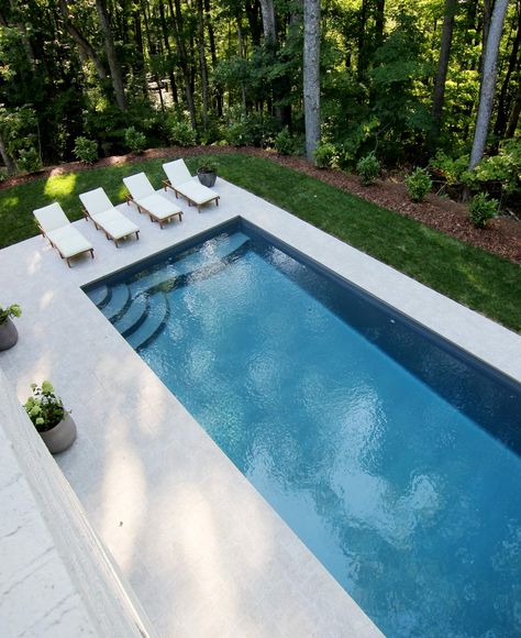 Backyard Pool Area, Fiberglass Pool Cost, Plank And Pillow, Automatic Pool Cover, Inground Pool Landscaping, Pool Cost, Salt Pool, Dream Backyard Pool, Fiberglass Pool