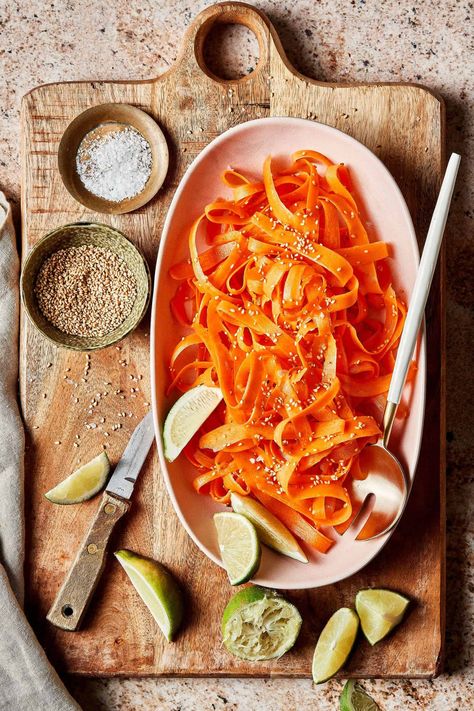 Fresh Carrot Salad, Tik Tok Carrot Salad, Carrot Rappe Recipe, Tiktok Carrot Salad, Pickled Carrot Salad, Viral Carrot Salad, Raw Carrot Salad Recipes, Shaved Carrot Salad, Shredded Carrot Recipe