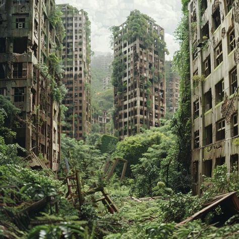 Post Apocalyptic Neighborhood, Nature In Urban Environment, Post Apocalyptic Scenery, Apocalyptic Photography, Abandoned Skyscraper, Post Apocalyptic Town, Abandoned Environment, Apocalyptic Buildings, Dystopian Architecture