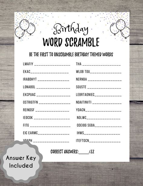 Birthday Games for Him Bundle, Adult Birthday Party, Birthday Trivia Games,20th, 21st, 25th, 30th, 35th, 45th, Birthday Games, PRINTABLES - Etsy Croatia Birthday Word Scramble, Sweet 16 Games, 40th Birthday Party Games, 40th Birthday Games, Birthday Trivia, Girls Birthday Games, 50th Birthday Party Ideas For Men, Adult Birthday Party Games, 50th Birthday Party Games