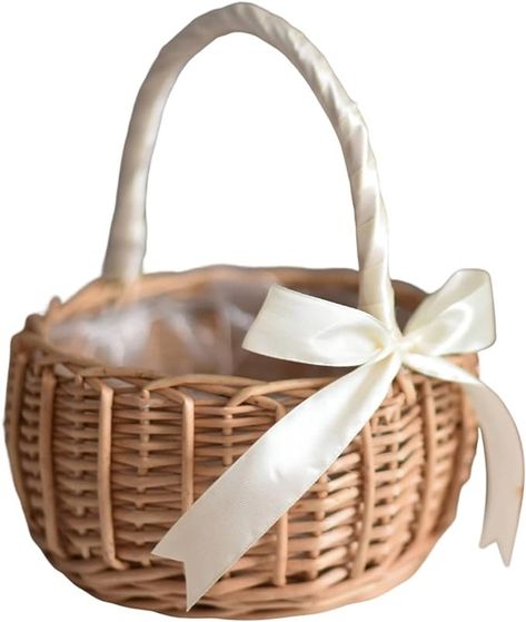 Amazon.com: Meyrwoy Wicker Basket,Woven Storage Basket, Flower Girl Basket with Handle Woven Willow Basket Wicker Rattan Flower Basket Candy Storage Basket for Wedding Party Decor White : Home & Kitchen Basket For Wedding, Rattan Flower, Willow Basket, Belly Basket, Wedding Flower Girl Basket, Picnic Decorations, Candy Basket, Hanging Flower Pots, Basket With Handle