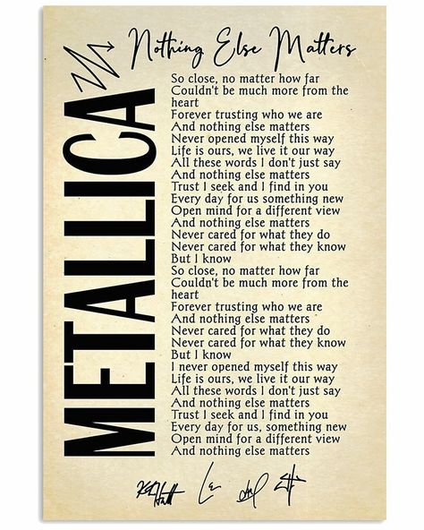 Fade To Black Metallica, Metallica Lyrics, Heavy Metal Songs, Metal Songs, Lyrics Song, Song Lyrics Art, Nothing Else Matters, Inspirational Songs, Music Poster Design