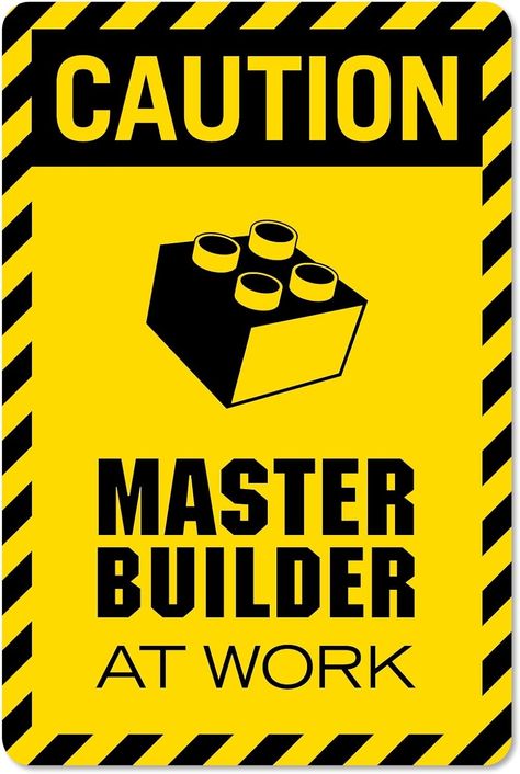 Amazon.com: Caution Master Builder at Work Vinyl Decal Wall Decor Print for brickbuilders (Small-7x10.5, DISP) : Tools & Home Improvement Lego Sign, Lego Decals, Lego Printables, Lego Stickers, Lego Poster, Lego Theme, Lego Decorations, Emotion Faces, Lego Wall