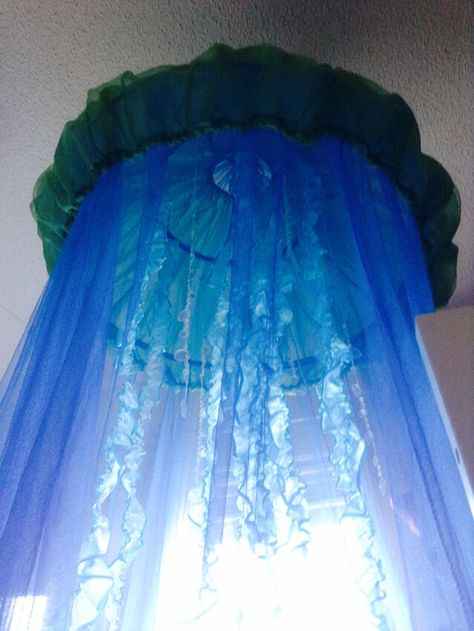 Jellyfish Bedroom Ideas, Jellyfish Themed Bedroom, Hanging Jellyfish Decor, Ceiling Jellyfish, Room Decor Jellyfish, Jellyfish Bed Canopy, Hanging Jellyfish, Ocean Themed Rooms, Ocean Bedroom