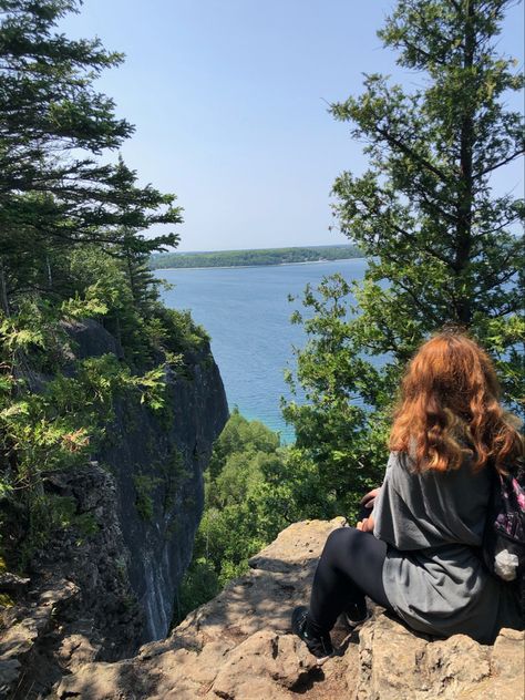 lions head, bruce trail, tobermory, ontario, forest, hiking, trees, cliff, summer, canada Ontario Summer, Tobermory Ontario, Summer Canada, Forest Hiking, Lions Head, Hiking Pictures, Hiking Aesthetic, Spring Mood, Chest Workout