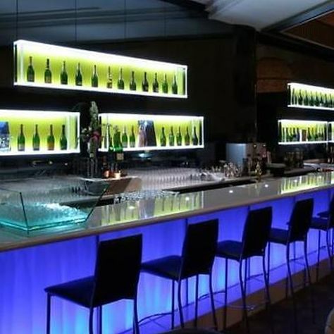 LED Strip Lights: Flexible - RGB - Waterproof - Dimmable – LEDMyplace Modern Home Bar Designs, Bar Counter Design, Modern Home Bar, Tiki Bars, Home Bar Design, Nightclub Design, Nyc Bars, Outdoor Kitchen Island, Home Bar Designs