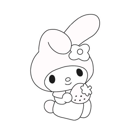 Sanrio Tattoo Outline, My Melody Tattoo Outline, Easy Drawings Black And White, My Melody Black And White, My Melody Tattoo Ideas, Cute Outlines, Dibujos Coquette, Headphones Tattoo, Drawings To Trace