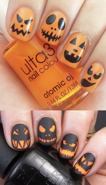 Jacko Lantern Nails, Jackolantern Nails Acrylic, Jack O Lantern Nail Designs, Jack I Lantern Nails, Scary Pumpkin Nails, Halloween Nails Jack O Lantern, Jack O Lantern Nail Art, Halloween Nail Inspo Simple, October Halloween Nails