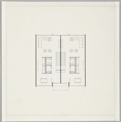 Ludwig Mies van der Rohe. Pavilion Apartments and Town Houses, Lafayette Park, Detroit, MI, Plan (Two-story town house. First-floor plan.). 1955-63 | MoMA Town Houses, Ludwig Mies Van Der Rohe, Narrow House, Student House, Apartment Plans, Town House, Van Der Rohe, Mies Van Der Rohe, Architectural Inspiration