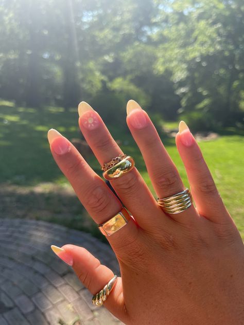 Sun French Tip Nails, Yellow Sun Nails Design, Yellow Sun Nails, Nails With Sun Design, Nails With Sun, Sun Nails Design, Yellow French Tip Nails, Yellow French Tips, Proposal Nails