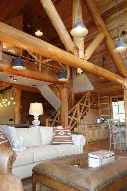 Post And Beam House Plans, Post And Beam House, Beam House, Beams Living Room, Post And Beam Home, Log Cabin Living, Ranch Homes, Post Frame, Farmhouse Floor Plans