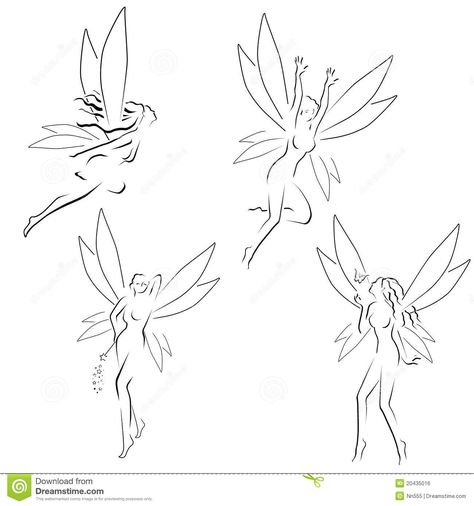 Abstract Fairies Royalty Free Stock Image - Image: 20435016 Fairy Outline Tattoo, Fairy Outline, Fairies Illustration, Small Fairy Tattoos, Tatuaje Studio Ghibli, Fairy Sketch, Fairies Flying, Photo Elements, Outline Tattoo