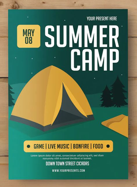 Camp Flyer, Coding Camp, Summer Camp Games, Bike Poster, Flyer Ideas, Camping Games, Print Templates, Summer Camp, Flyer Template