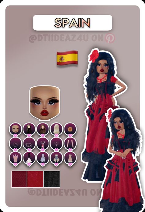 • 🏵️ • - #fyp #dti #dresstoimpress #dress #to #impress #roblox #dtiideas #aesthetic #outfitideas #dresstoimpressideas #idea #board #pin #robloxpin #robloxdti #robloxdresstoimpress Dti Culture Fits, Your Culture Outfit Dress To Impress, Your Culture Dress To Impress, Spain Outfit, Board Pin, Country Dresses, Idea Board, Dress To Impress, Spain