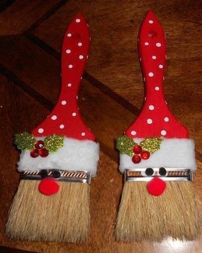 Santa Paint Brush Ornaments Fun Christmas Ornaments, Ornaments For Kids To Make, Homemade Christmas Crafts, Christmas Ornaments For Kids, Ornaments Ideas, Ornaments For Kids, Christmas Crafts For Adults, Christmas Crafts To Make, Easy Christmas Crafts