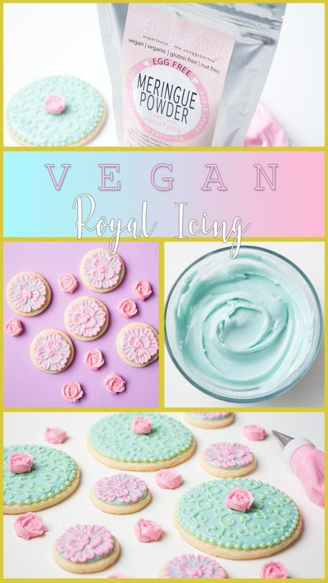 Egg Free Royal Icing Recipe, Vegan Royal Icing Recipe, Vegan Icing, Royal Icing Recipe With Egg Whites, Vegan Royal Icing, Royal Icing Cookies Recipe, Easy Royal Icing Recipe, Vegan Meringue, Patisserie Vegan