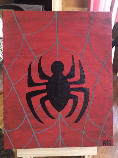 Easy Painting Ideas Spiderman, Red Canvas Painting Ideas, Spiderman Logo Painting, Canvas Painting Ideas Marvel, Spider Man Painting Canvas Easy, Spiderman Painting Easy, Marvel Painting Ideas On Canvas, Painting Ideas On Canvas Spiderman, Spiderman Small Canvas Painting