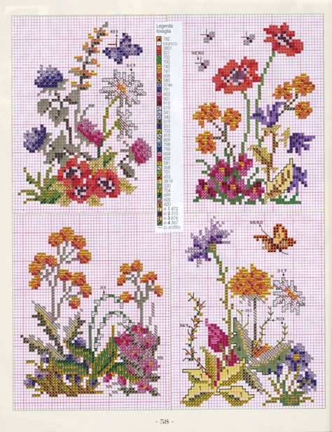 Garden Cross, Cross Stitch Flower, Stitch Flowers, Stitch Pictures, Pola Kristik, Cross Stitch Patterns Flowers, Cross Stitch Pictures, Flowers And Butterflies, Cross Stitch Cards