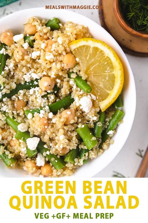 Bean Quinoa Salad, Salad Meals, Bean Quinoa, Green Bean Salad, Lemon Green Beans, Vegetarian Meal Prep, Green Bean Salads, Healthy Weeknight Dinners, Quinoa Salad Recipes