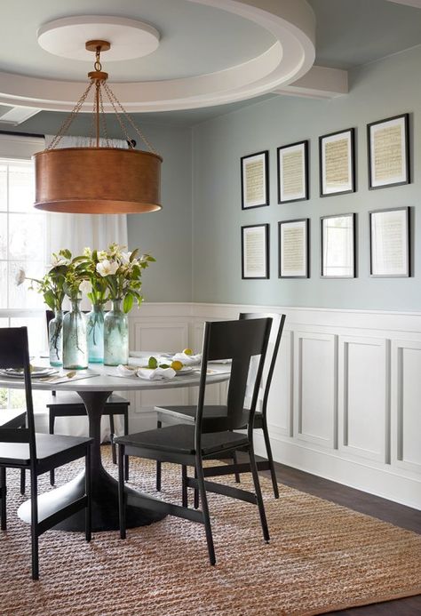 Sage Green: 6 Ways to Decorate Your Home with Pinterest’s 2018 “New Neutral” Color Trend #diningroom #diningroomideas #diningroomdecor Fixer Upper Dining Room, Wainscoting Kitchen, Dining Room Renovation, Dining Room Wainscoting, Wainscoting Styles, Dining Room Paint, Dining Room Remodel, Dining Room Colors, Rooms Ideas