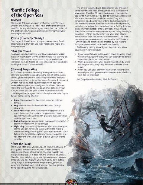 Dnd 5e Homebrew Bard Subclasses, Pirate Dnd Campaign Ideas, Thieves Cant, 5e Classes, Dnd Subclasses, Homebrew Classes, Dnd 5, Dnd Bard, Character Sheet Template