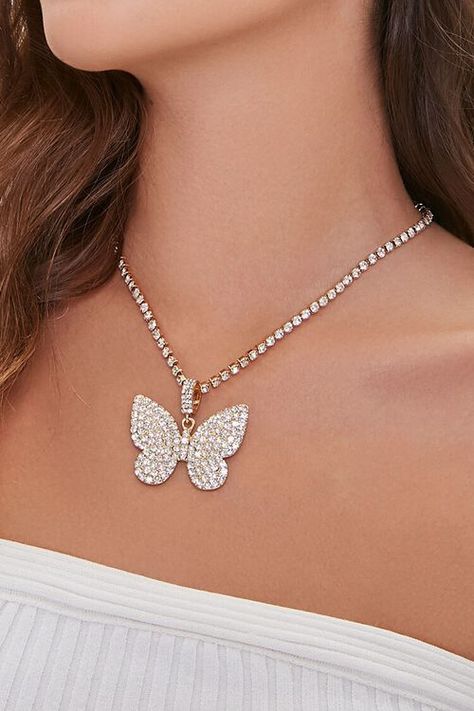 Rhinestone Butterfly Pendant Necklace Diamond Pendants, Butterfly Pendant Necklace, Statement Pendant, Choker Necklaces, Butterfly Pendant, Short Necklace, Fashion Sale, Box Chain, Moisturizer Cream