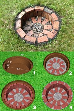 Brick Fire Pit Ideas, Step Building, Deco Spa, Fire Pit Plans, Outside Fire Pits, Brick Fire Pit, Diy Designs, Popular Diy, Fire Pit Designs