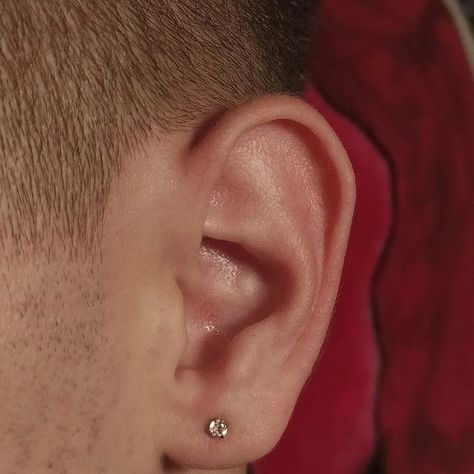 Ear Piercings Boy, Nose Piercing Double, Piercings On Face, Guys Ear Piercings, Double Nose Piercing, Men's Piercings, Ear Piercing Studs, Ear Lobe Piercings, Gold Earrings For Men