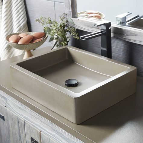 Nipomo | Rectangular Concrete Bathroom Sink | Native Trails Concrete Farmhouse, Concrete Bathroom Sink, Farmhouse Bathroom Sink, Apron Front Sink, Concrete Bathroom, Concrete Sink, Bathroom Sink Drain, Undermount Bathroom Sink, Diy Bathroom Remodel