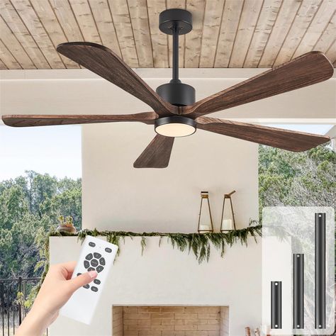 PRICES MAY VARY. MINIMALIST STYLE: This 60 inch indoor ceiling fan has 5 powerful blades to make your home more comfortable; It offers a sleek, minimalistic design that blends into any modern environment. With shapely, carved wood blades, this large ceiling fan offers an ideal blend of style and function. SOLID WOOD BLADES: This Sleek Ceiling Fan has a blade sweep diameter of 60”. Crafted from solid wood that helps ensure highly efficient and quiet air delivery. The wood blades coupled with a mi 5 Blade Ceiling Fan, Large Ceiling Fans Outdoor, Large Ceiling Fan, Wood Ceiling Outdoor Patio, Large Outdoor Ceiling Fans, Outdoor Ceiling Fans Covered Patios Modern, Ceiling Fan Vaulted Ceiling, Outdoor Ceiling Fans Wet Rated, 52 Inch Outdoor Ceiling Fan