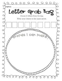 I like the idea of a letter grab bag for a center. Graphing Paper, Spelling Ideas, Magnet Letters, Word Work Kindergarten, Literacy Centres, Tomorrow Is Friday, Grade 1 Reading, Word Work Stations, Reading Stations