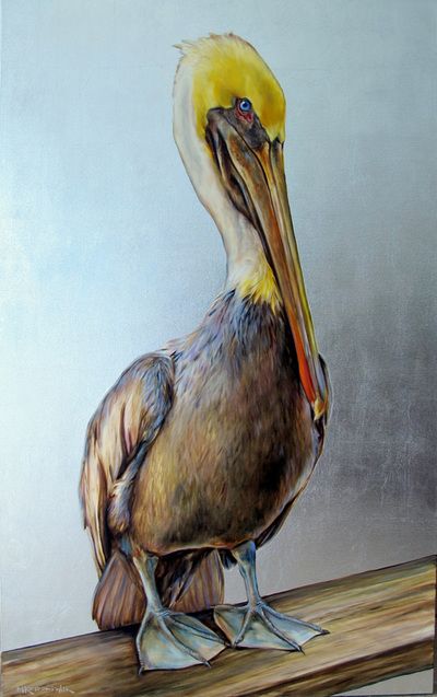 Brown Pelican Painting, Pelicans Painting, Painted Pelican, Pelican Drawing, Pelican Painting, Leaf Paintings, Landscapes Beautiful, Pelican Art, Coastal Watercolor