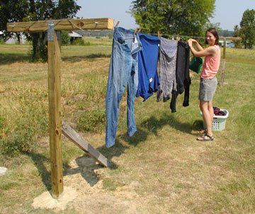 clothes line  | How to build a clothesline | Life on the (Clothes) Line Closeline Ideas Outdoor, Outside Clothes Line, Clothes Line Outdoor, Diy Clothes Line, Clothes Lines Ideas Outdoor, Diy Clothesline Outdoor, Clothesline Diy, Clothesline Poles, Rent House