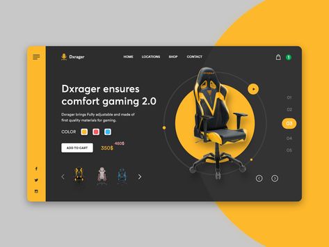 Desain Ux, Website Slider, Unique Website Design, Website Design Inspiration Layout, Gamer Chair, Slider Design, Store Concept, Ui Design Website, Publicidad Creativa