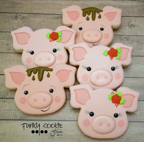 Piggy Cookies Piggy Cookies, Piggy Cake, Animal Cupcake, Farm Cookies, Ideas Cupcakes, Pig Cookies, Animal Ideas, Farm Cake, Animal Cupcakes