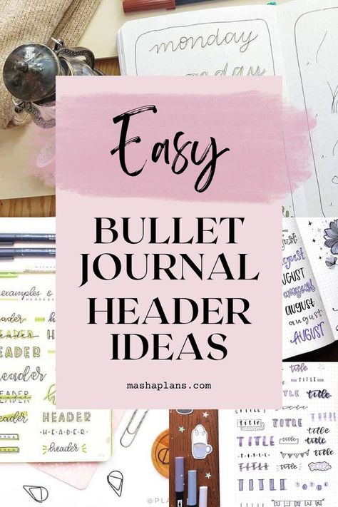 Check out this list of Bullet Journal headers that will help you add fun spark of creativity to your Bullet Journal pages! These headers have everything you need to make your journal pages look amazing. Easy Header Ideas, Header Ideas Bullet Journal, Journal Banner Ideas, Bullet Journal Header Ideas, Header Fonts, Fonts Bullet Journal, Pretty Fonts Alphabet, Journal Titles, Journal Headers