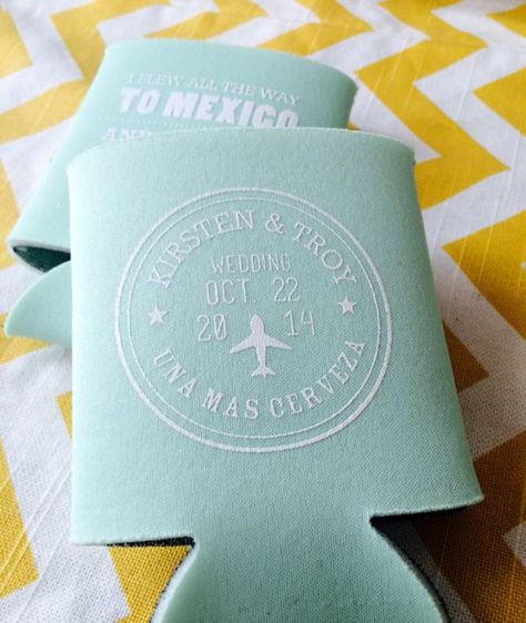 Wedding Favors Beach, Mexico Theme, Mexico Destination Wedding, Wedding Koozies, Destination Wedding Mexico, Destination Wedding Inspiration, Wedding Welcome Bags, Beach Wedding Favors, Destination Wedding Planning