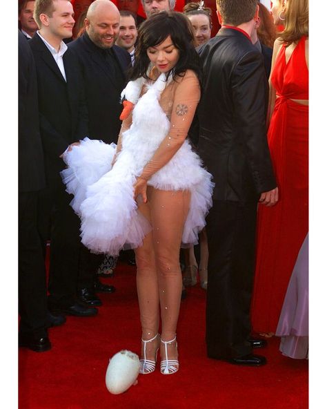 Swan Dress Bjork Bjork Swan Dress, Matthew Barney, Black Tie Attire, Swan Dress, Hollywood Red Carpet, Oscar Dresses, Red Carpet Gowns, Rock N’roll, Christopher Kane