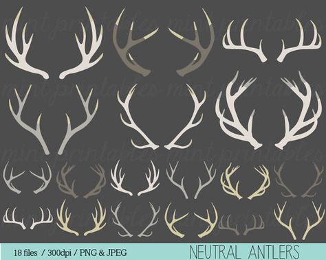 Antler Silhouette, Deer Tattoo, Deer Silhouette, Silhouette Clip Art, Bubble Guppies, Reindeer Antlers, Digital Scrapbooking Layouts, Buy 2 Get 1 Free, Gold Dipped