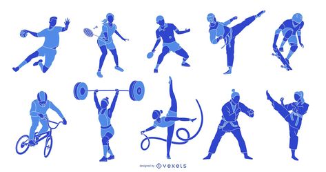 People Silhouette, Olympic Athletes, Different Sports, Shirt Maker, Photoshop Template, Logo Maker, Vector Illustration, Mural, ? Logo