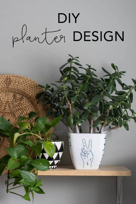 DIY Planter Design with Cricut | My Breezy Room   #ad #cricutcreated @cricut White Marble Pattern, Painted Branches, Diy Planter, Diy Planter Box, White Spray Paint, Easter Egg Designs, Planter Design, Cricut Fonts, Egg Designs