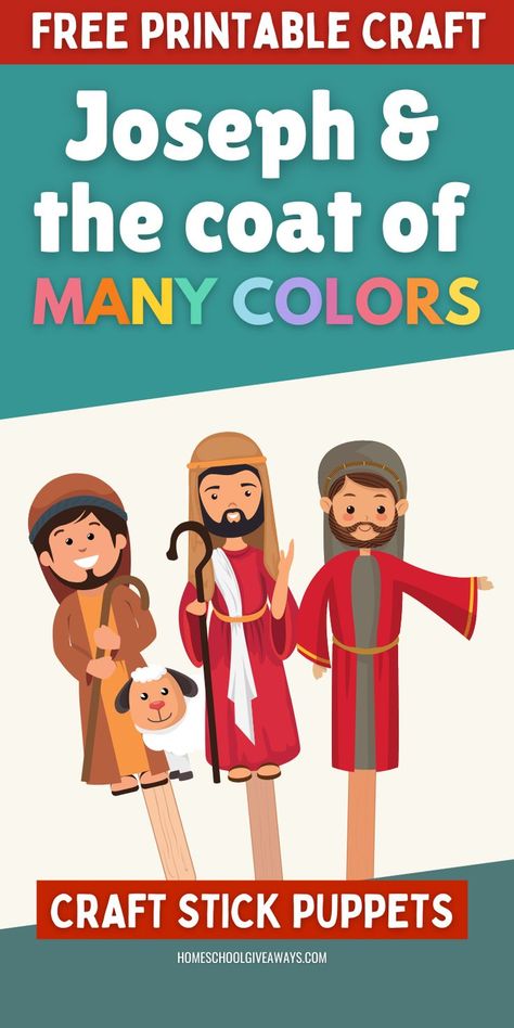 Joseph Coat Of Many Colors Game, Joseph Craft, Bible Story Printables, Joseph Bible Crafts, Joseph Crafts, Kids Bible Study, Preschool Freebies, Stick Puppet, Elementary Homeschool