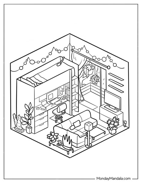 20 Bedroom Coloring Pages (Free PDF Printables) Cost Corner Ideas, Coloring Pages For Adults Disney, Coloring Pages Little Corner, Bold Coloring Pages For Adults, Cozy Spaces Colouring Book, Coloring Pages Cozy, Cozy Corner Coloring Page, Little Corner Coloring Pages, Little Corner Coloring Book