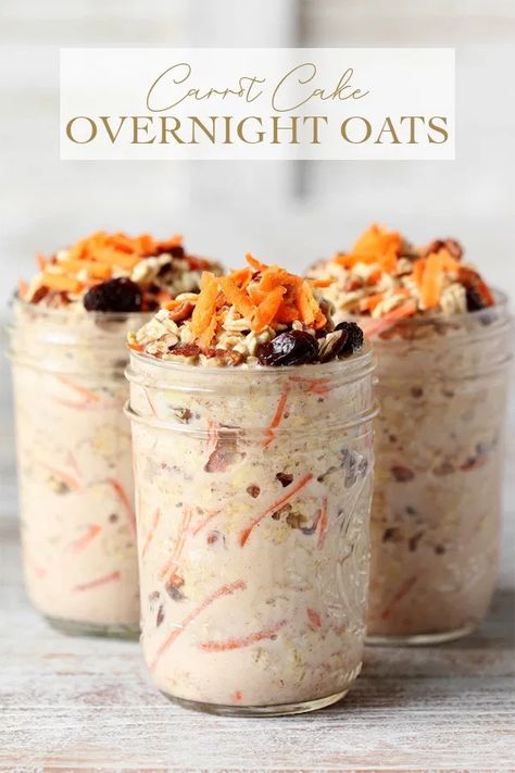 Overnight Oats Low Carb, Simple Carrot Cake, Carrot Cake Overnight Oats, Cake Overnight Oats, Sweet Carrots, Overnight Oats In A Jar, Oatmeal Breakfast Cookies, Easy Overnight Oats, Oat Recipes Healthy