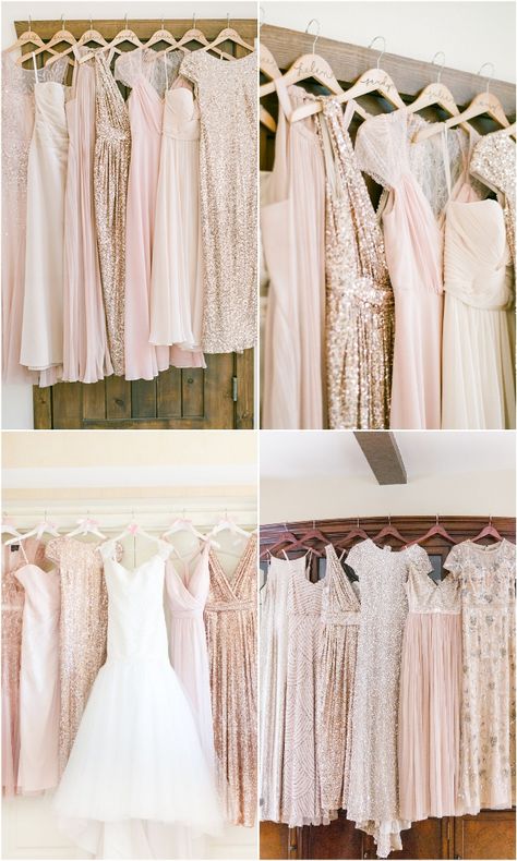 blush pink bridesmaid dresses gold sequin bridesmaid dresses mix and match   #weddings #wedding #weddingideas #himisspuff #blushweddings #pinkweddings Pink Bridesmaid Dresses Mismatched, Blush Wedding Dresses, Blush Pink Wedding Shoes, Gold Sequin Bridesmaid Dress, Blush Wedding Colors, Wedding Dresses Plus, Pink Wedding Colors, Blush Pink Bridesmaids, Blush Pink Bridesmaid Dresses