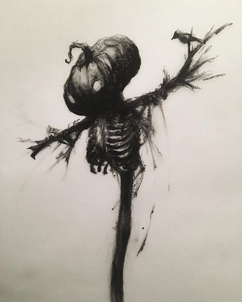 Scary Nature Tattoos, Ribs Sketch, Scarecrow Tattoo, Stephen Gammell, Scarecrow Drawing, Things To Draw Ideas, To Draw Ideas, Scary Pumpkins, Scary Scarecrow